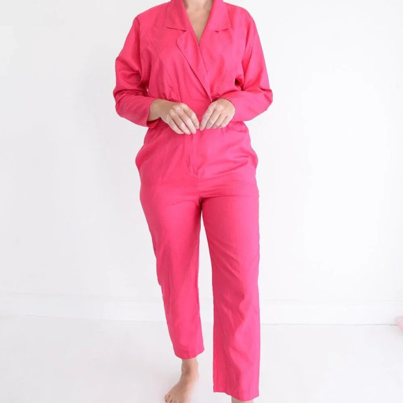 Vintage Joan Walters Petites Neon Pink Zip Up Jumper Size 4  Barbiecore 80's - Picture 2 of 12